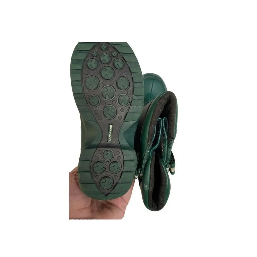 Lands’ End boys unisex green Valore closure snow boots size 10 ￼